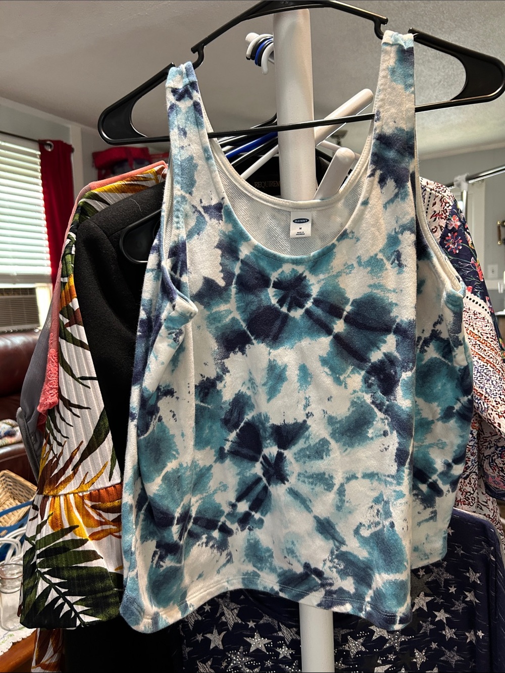 Old Navy Blue Tie-Dye Scoop Tank Top Size M
